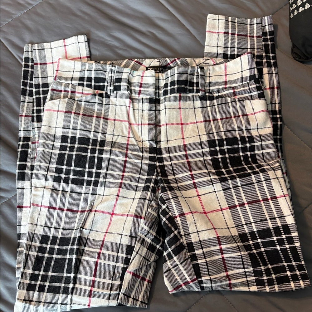 New York & Company Plaid Skinny Pants - Black, White, Red